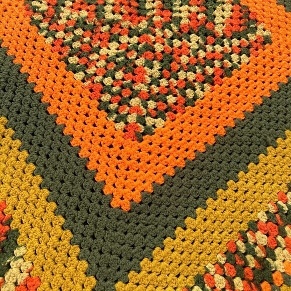 Vintage Handmade Crochet Granny Afghan Blanket Throw Retro 70s Square 45"x45" - Picture 3 of 4